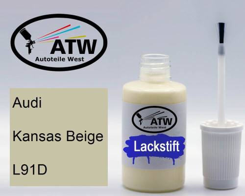 Audi, Kansas Beige, L91D: 20ml Lackstift, von ATW Autoteile West.